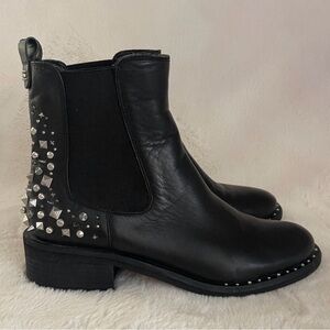 “Sam Edelman” Black Leather Boots “Dover” with Silver Studs. Size 7M